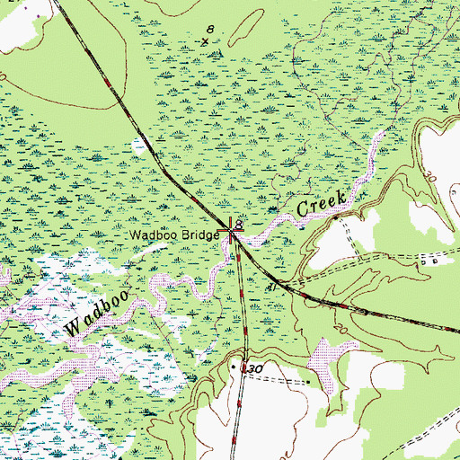 Topographic Map of Wadboo Bridge, SC