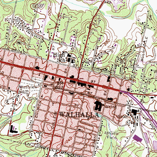 Topographic Map of Walhalla, SC