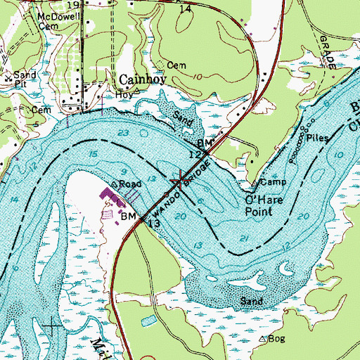 Topographic Map of Wando Bridge, SC
