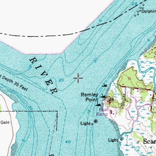 Topographic Map of Wando River, SC