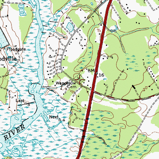 Topographic Map of Wappetow Cemetery, SC