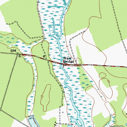 Topographic Map of Ward Bridge, SC