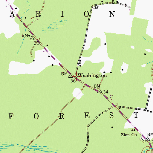Topographic Map of Washington, SC