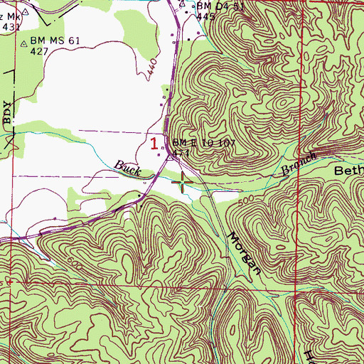 Topographic Map of Morgan Hollow, AL