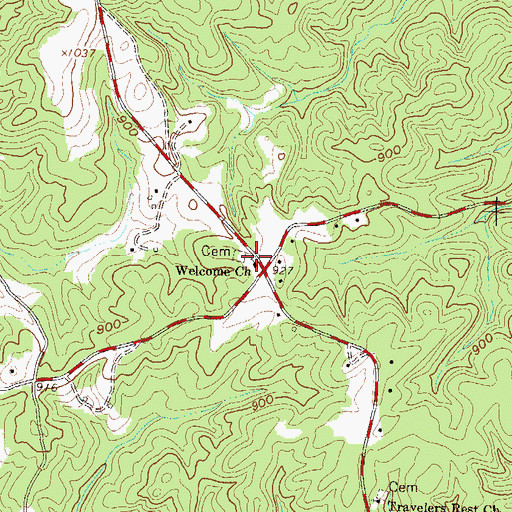 Topographic Map of Welcome Church, SC