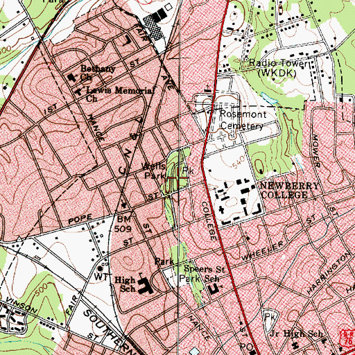 Topographic Map of Wells Park, SC