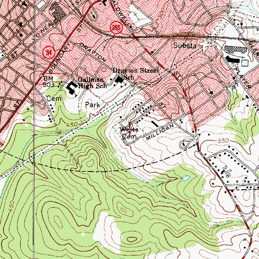 Topographic Map of Werts Cemetery, SC