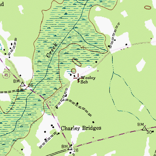 Topographic Map of Wesley School, SC