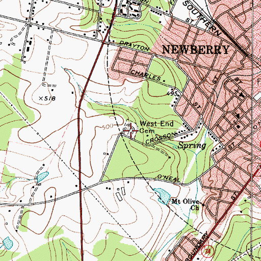 Topographic Map of West End Cemetery, SC