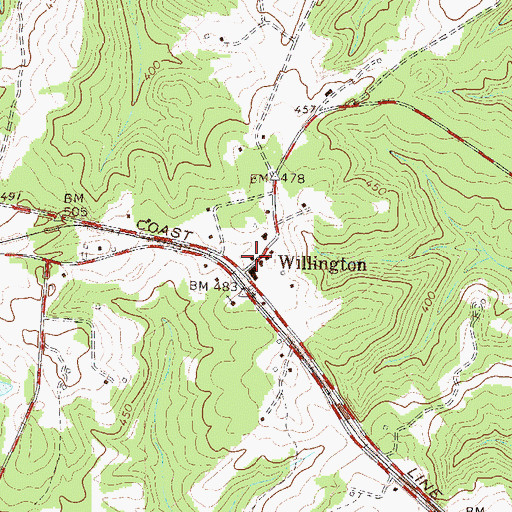 Topographic Map of Willington, SC
