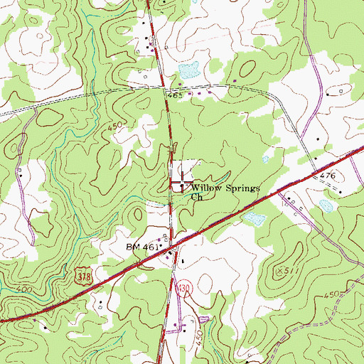 Topographic Map of Willow Springs Church, SC