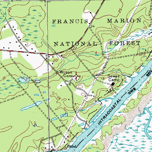 Topographic Map of Wilson Cemetery, SC