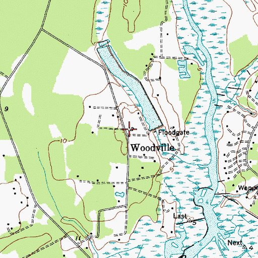 Topographic Map of Woodville, SC