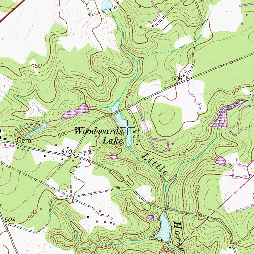 Topographic Map of Woodwards Lake, SC