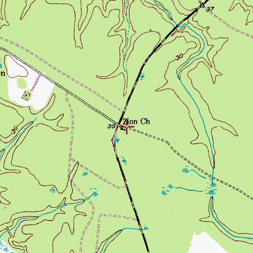 Topographic Map of Zion Church, SC