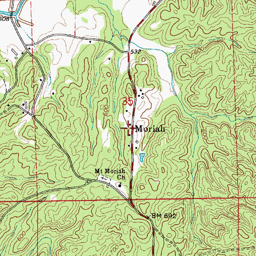 Topographic Map of Moriah, AL