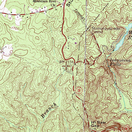 Topographic Map of Yellow Branch Campground, SC