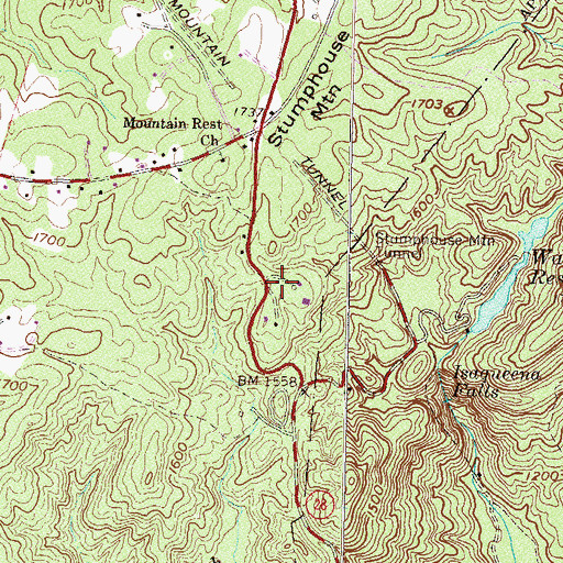 Topographic Map of Andrew Pickens Ranger Station, SC