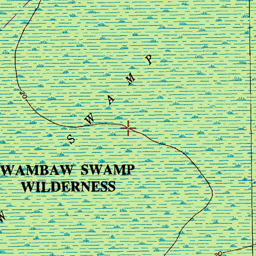 Topographic Map of Wambaw Swamp Wilderness, SC