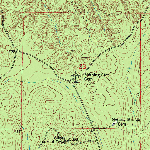 Topographic Map of Morning Star Cemetery, AL
