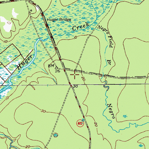 Topographic Map of Swamp Fox Trailhead, SC