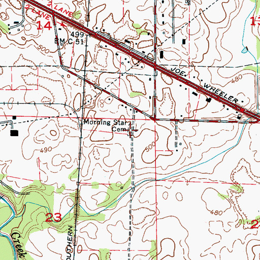 Topographic Map of Morning Star Cemetery, AL