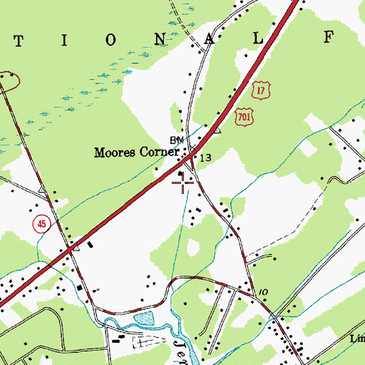 Topographic Map of Wambaw District Ranger Office, SC