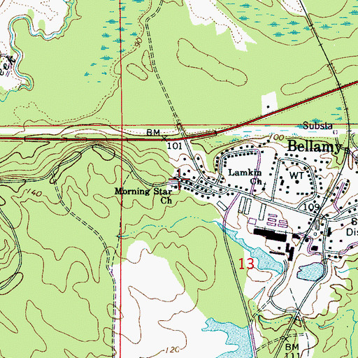 Topographic Map of Morning Star Church, AL