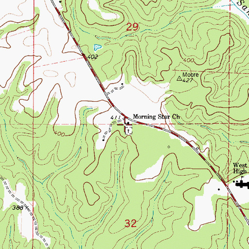 Topographic Map of Morning Star Baptist Church, AL