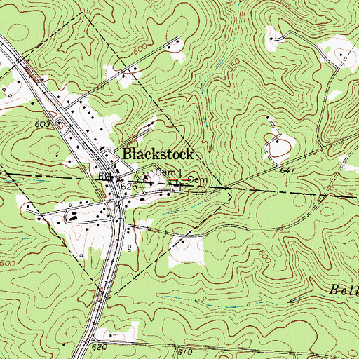 Topographic Map of Blackstock Baptist Church, SC