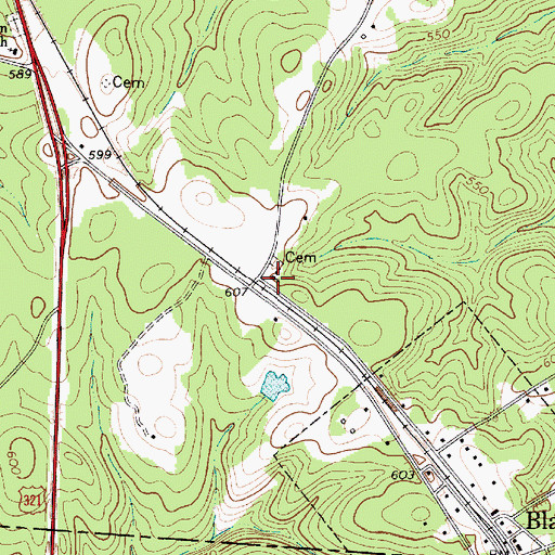 Topographic Map of Blackstock Church, SC