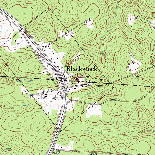 Topographic Map of Blackstock Presbyterian Church, SC