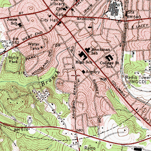 Topographic Map of Brooklyn School (historical), SC