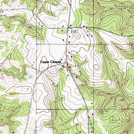 Topographic Map of Capers Chapel School (historical), SC