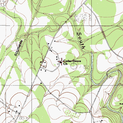 Topographic Map of Cedar Grove Church, SC