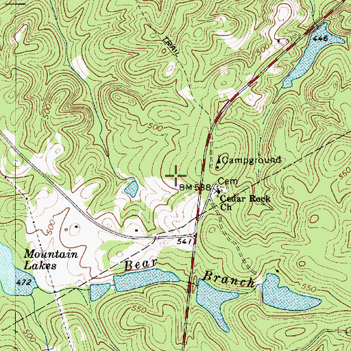 Topographic Map of Cedar Rock School (historical), SC