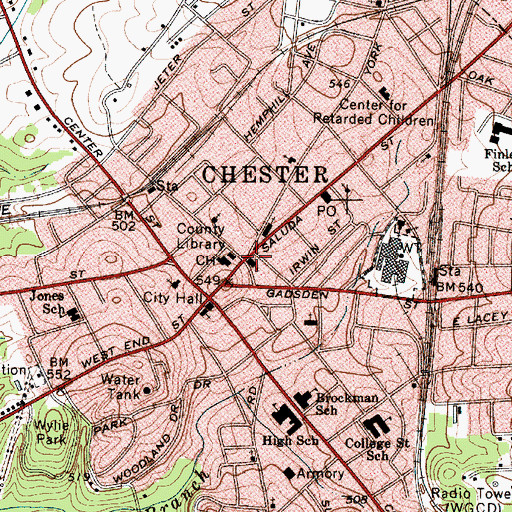 Topographic Map of Chester Associate Reformed Presbyterian Church, SC