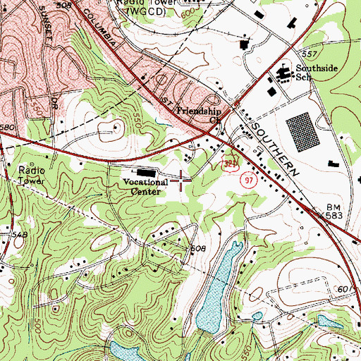 Topographic Map of Chester High School, SC