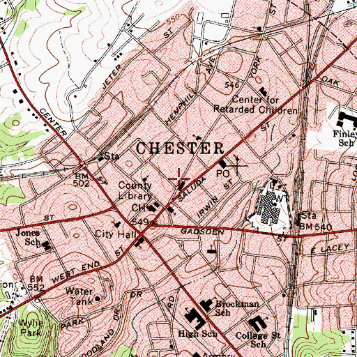 Topographic Map of Chesterville Female Seminary (historical), SC
