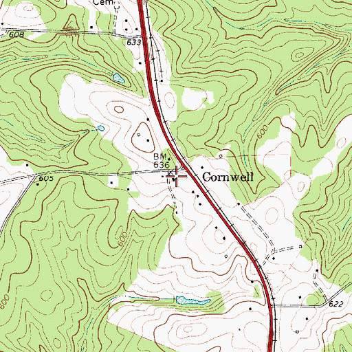 Topographic Map of Cornwell Church, SC