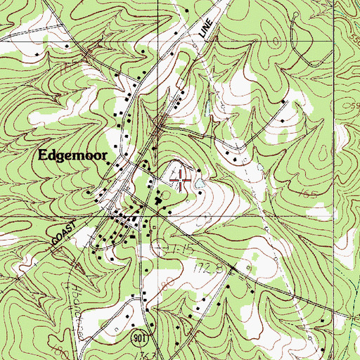Topographic Map of Edgemoor High School (historical), SC