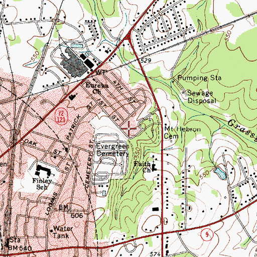 Topographic Map of Eureka School (historical), SC
