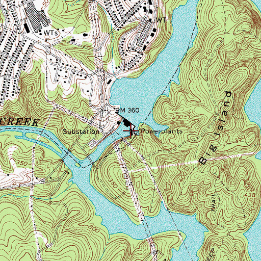 Topographic Map of Great Falls and Dearborn Power Plants, SC