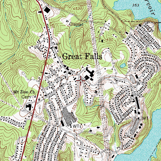 Topographic Map of Great Falls Branch Chester County Library, SC
