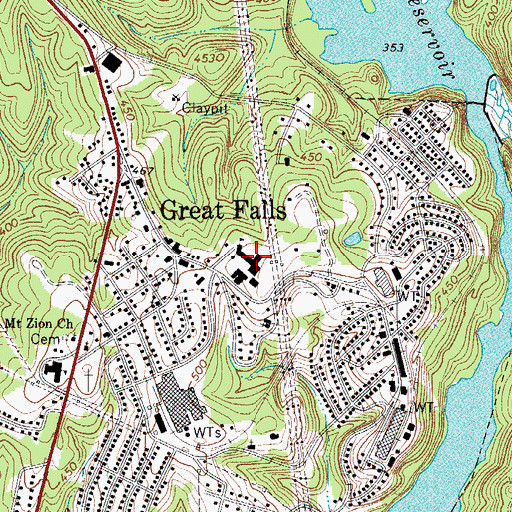 Topographic Map of Great Falls Elementary School, SC