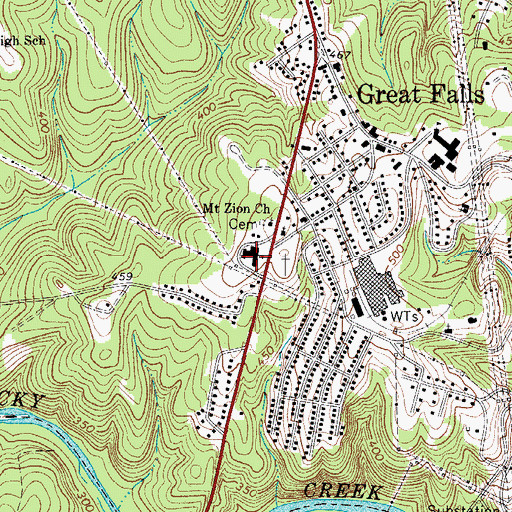Topographic Map of Great Falls Middle School, SC