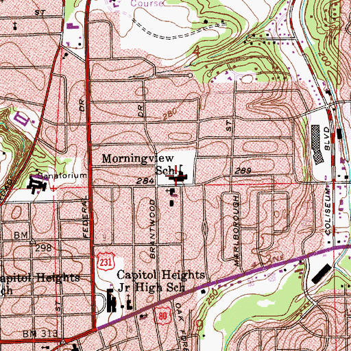 Topographic Map of Morningview Elementary School, AL