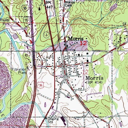 Topographic Map of Morris, AL