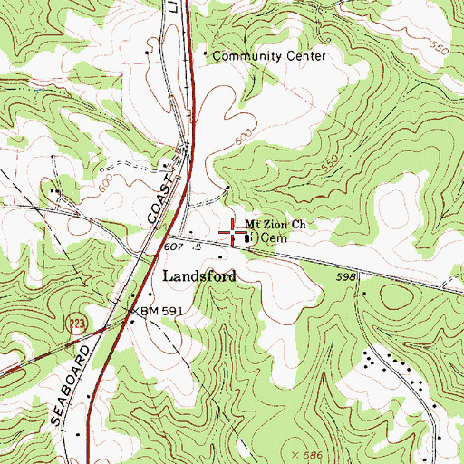 Topographic Map of Landsford School (historical), SC