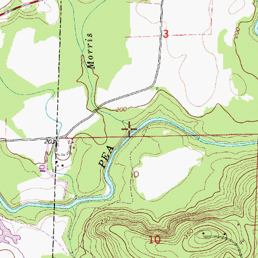 Topographic Map of Morris Branch, AL